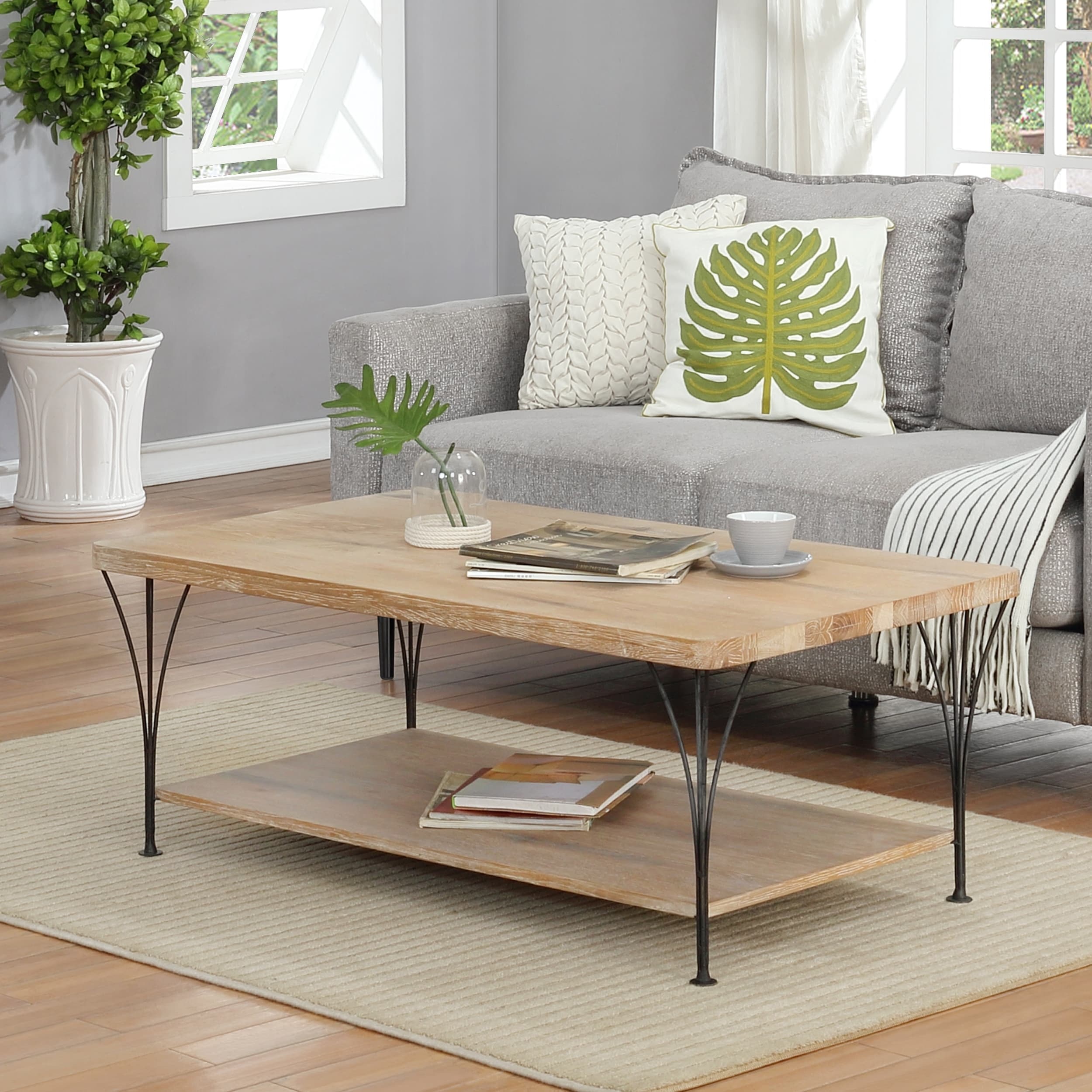 Shop Thetford Weathered Wood Coffee Table With Shelf Overstock 26050448