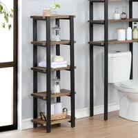 Carbon Loft Kenyon Metal and Solid Wood Bath Floor Storage Shelf