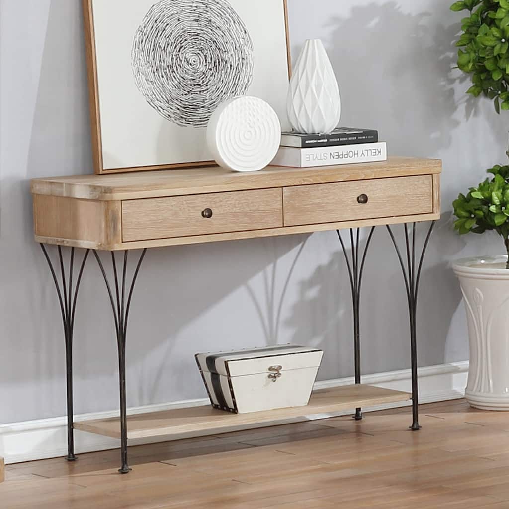 Thetford Weathered Wood Media Console Table
