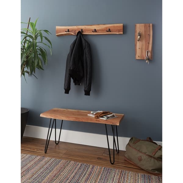 Shop Brown Wood And Metal Hairpin Natural Live Edge 36 Inch Bench