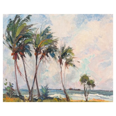 Masterpiece Art Gallery Six Palm Trees by the Sea by Richard A. Rogers Canvas Art Print