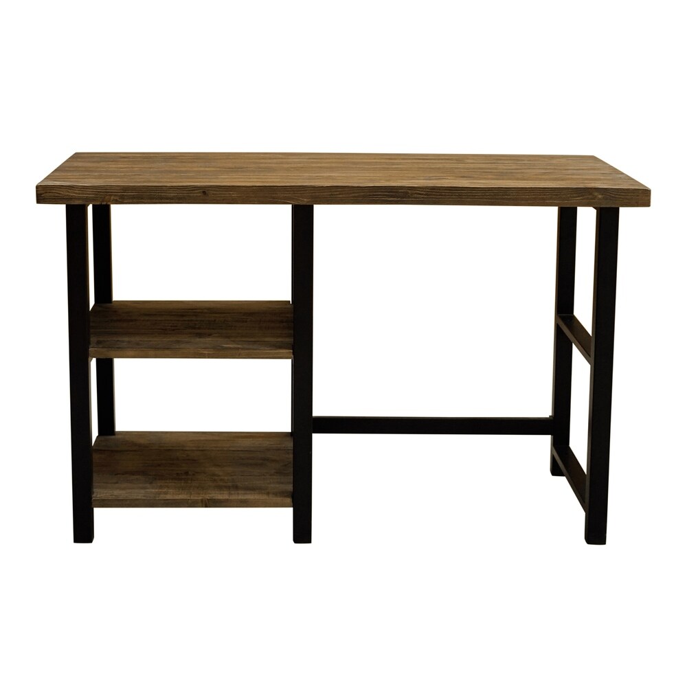 solid wood desk with metal legs