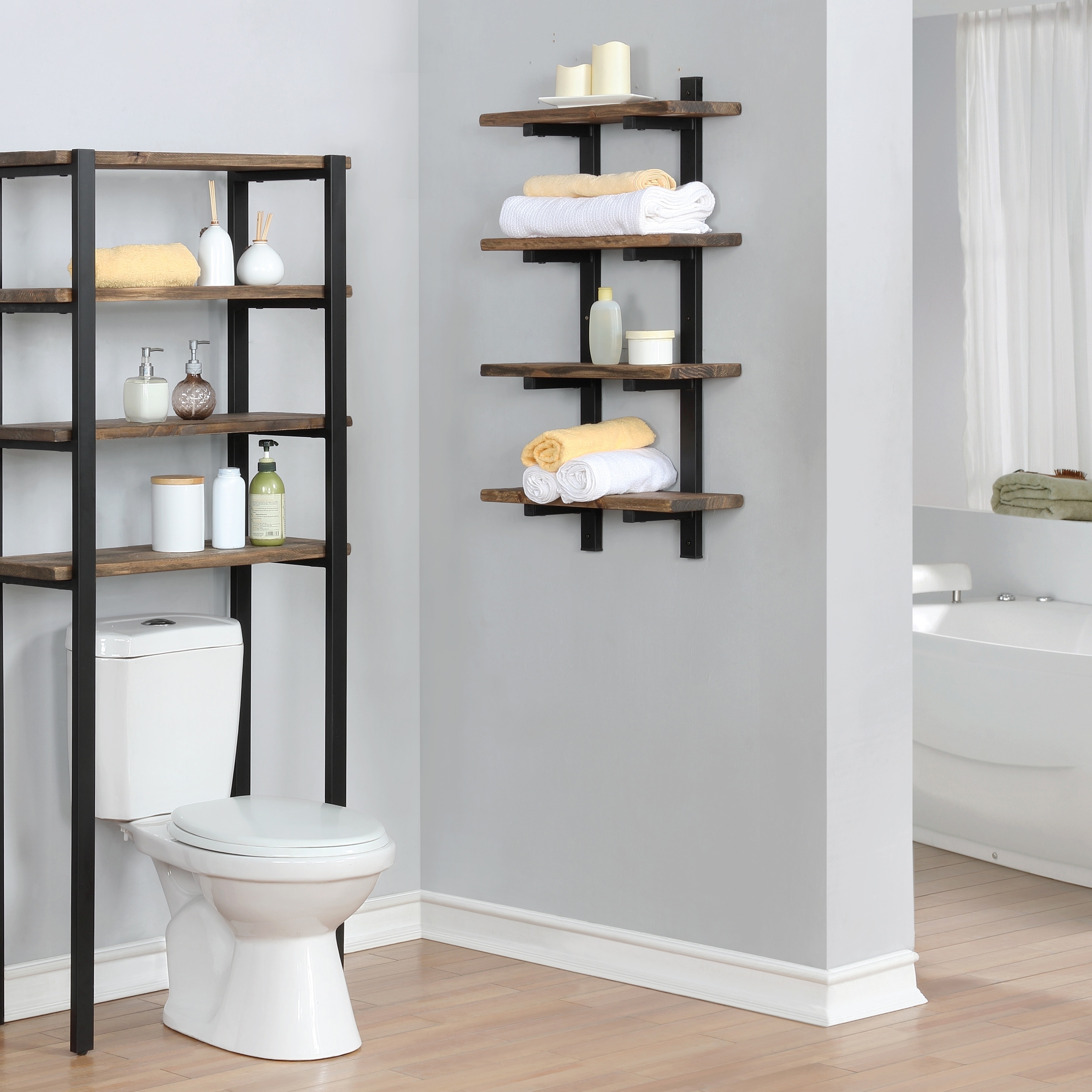 Costway 2 Tier Wall Mount Shower Organizer Toilet Bathroom Storage Rack  Holder Towel Bar : Target