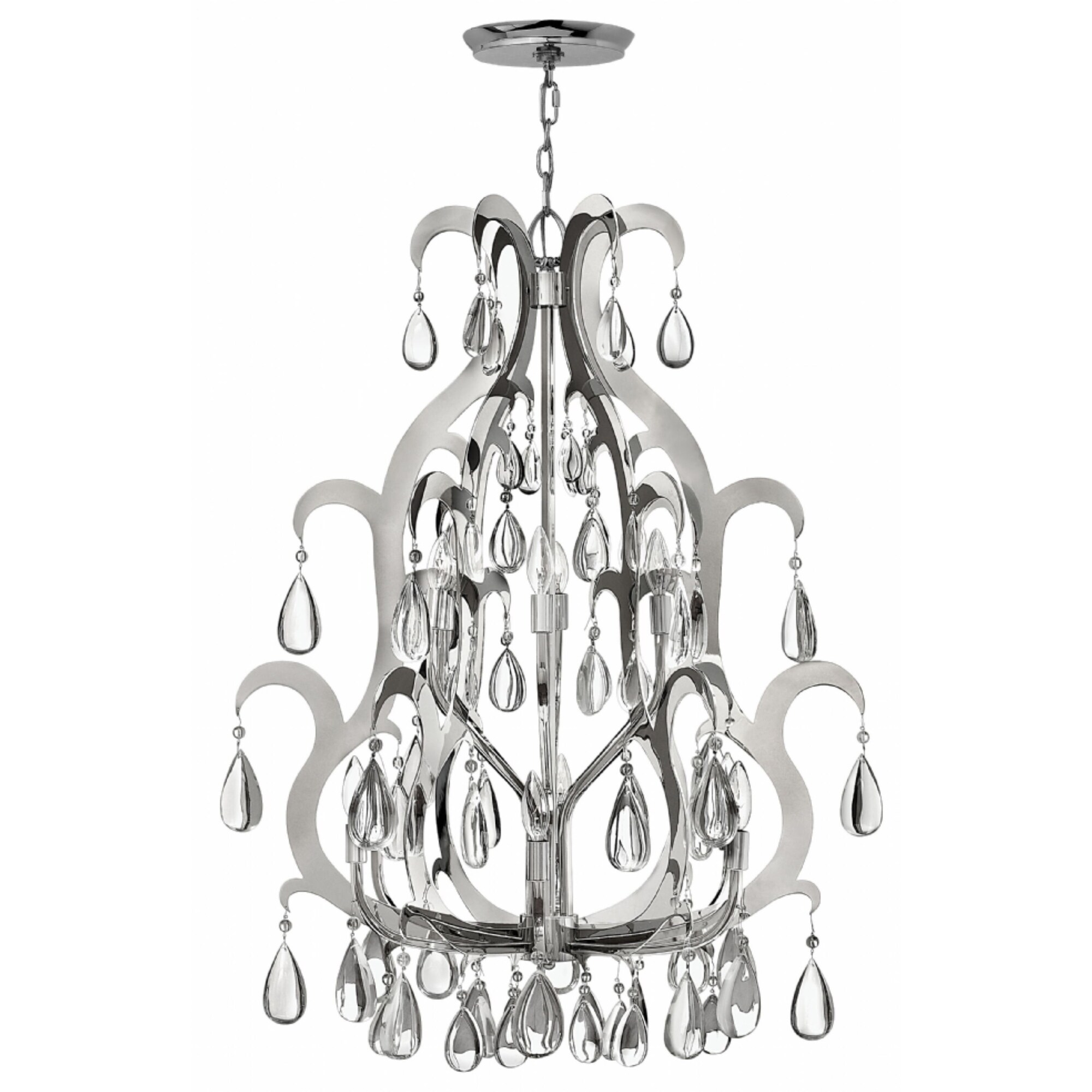 Fredrick Ramond Xanadu 12-Light Chandelier in Polished Stainless Steel - Chandeliers For Bedrooms by Overstock.com