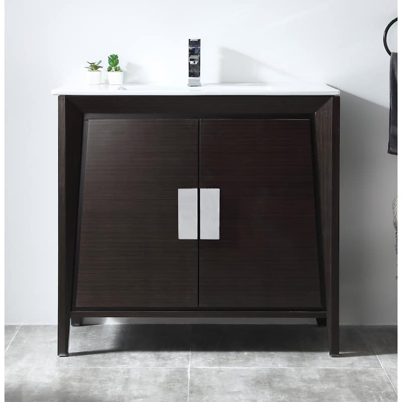 36" Larvotto Ebony Contemporary Bathroom Sink Vanity