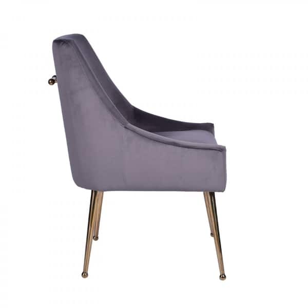 Modrest Castana Modern Grey Velvet & Gold Dining Chair (Set of 2) Bed