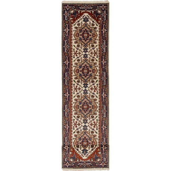 ECARPETGALLERY Hand-knotted Serapi Heritage Cream Wool Rug - 2'7 x 11'11