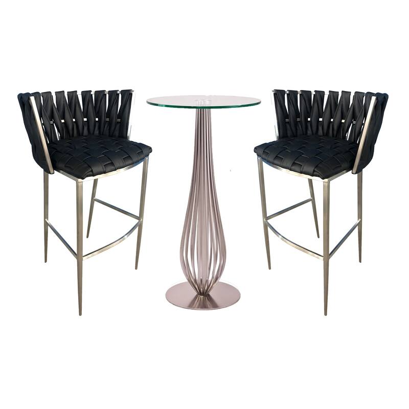 Pub Table with Bar Stools 30" Height Matching Barcelona 3Pc Set