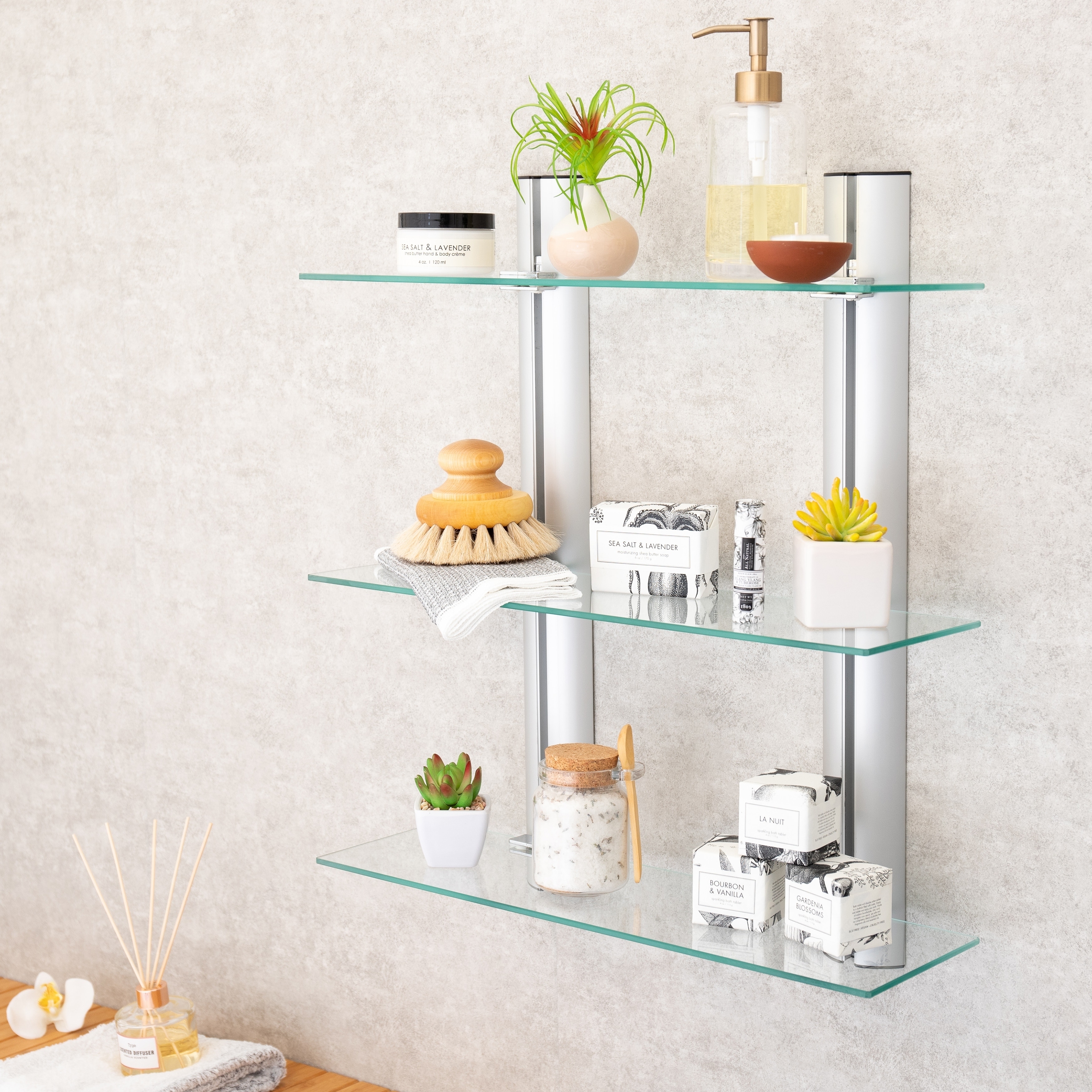 Dropship Bathroom Shelves Wall Mounted Glass Shelves For Bathroom