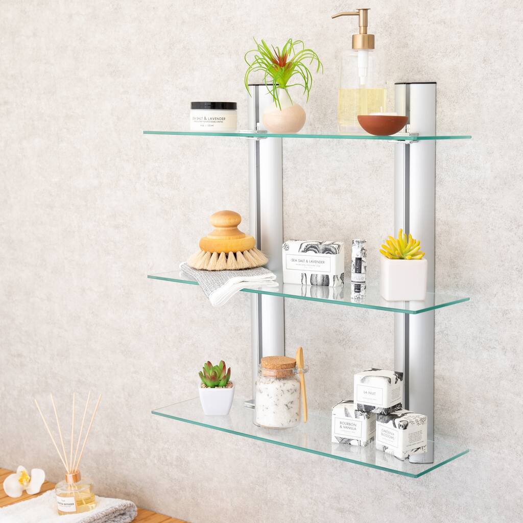 Danya B. Wall-mounted Glass Bathroom Shelving Unit
