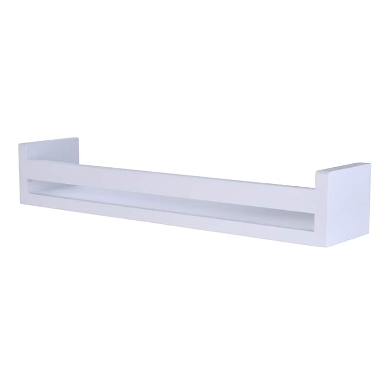 Danya B. Single Tier 18" Wall Mount Decorative Spice / Supplement/ Home Decor Organizer Rack Shelf- White