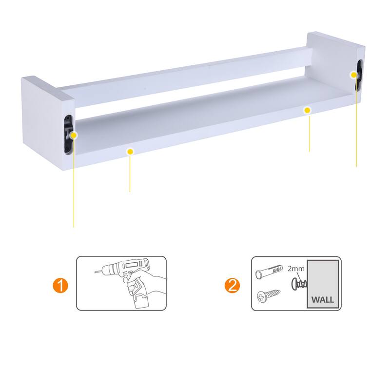 Danya B. Single Tier 18" Wall Mount Decorative Spice / Supplement/ Home Decor Organizer Rack Shelf- White