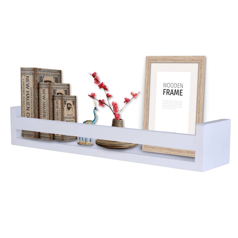Danya B. Single Tier 18" Wall Mount Decorative Spice / Supplement/ Home Decor Organizer Rack Shelf- White
