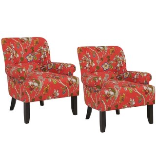 Copper Grove  Delvine Rolled Arm Chair (Set of 2) (Pattern - Crimson Multi - Floral)