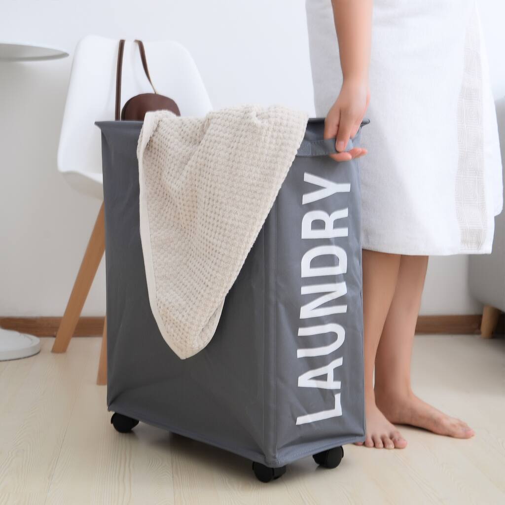 Danya B. Collapsible Folding Laundry Hamper on Whe