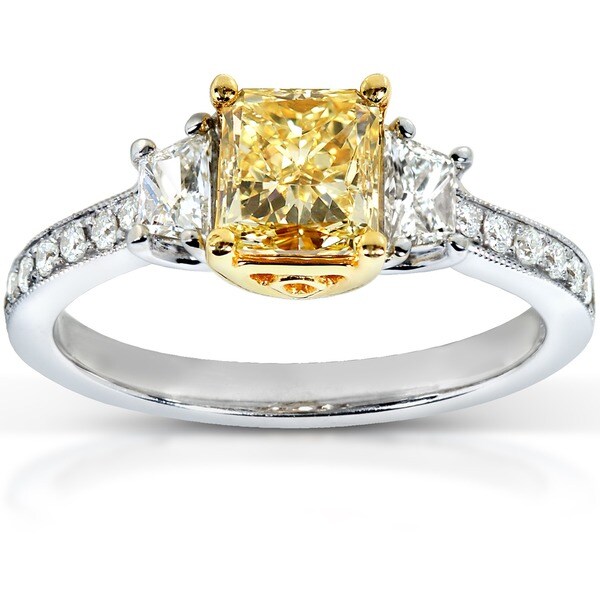 Shop Annello by Kobelli 18k Two-Tone Gold 1 3/4ct TDW Certified Yellow ...