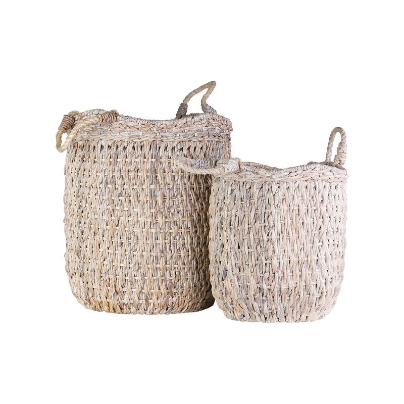 Natural Handwoven Abaca Baskets With Handles (Set Of 2) by East at Main