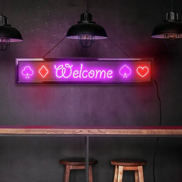 Shop American Art Decor Welcome Framed Light Up Led Sign Wall