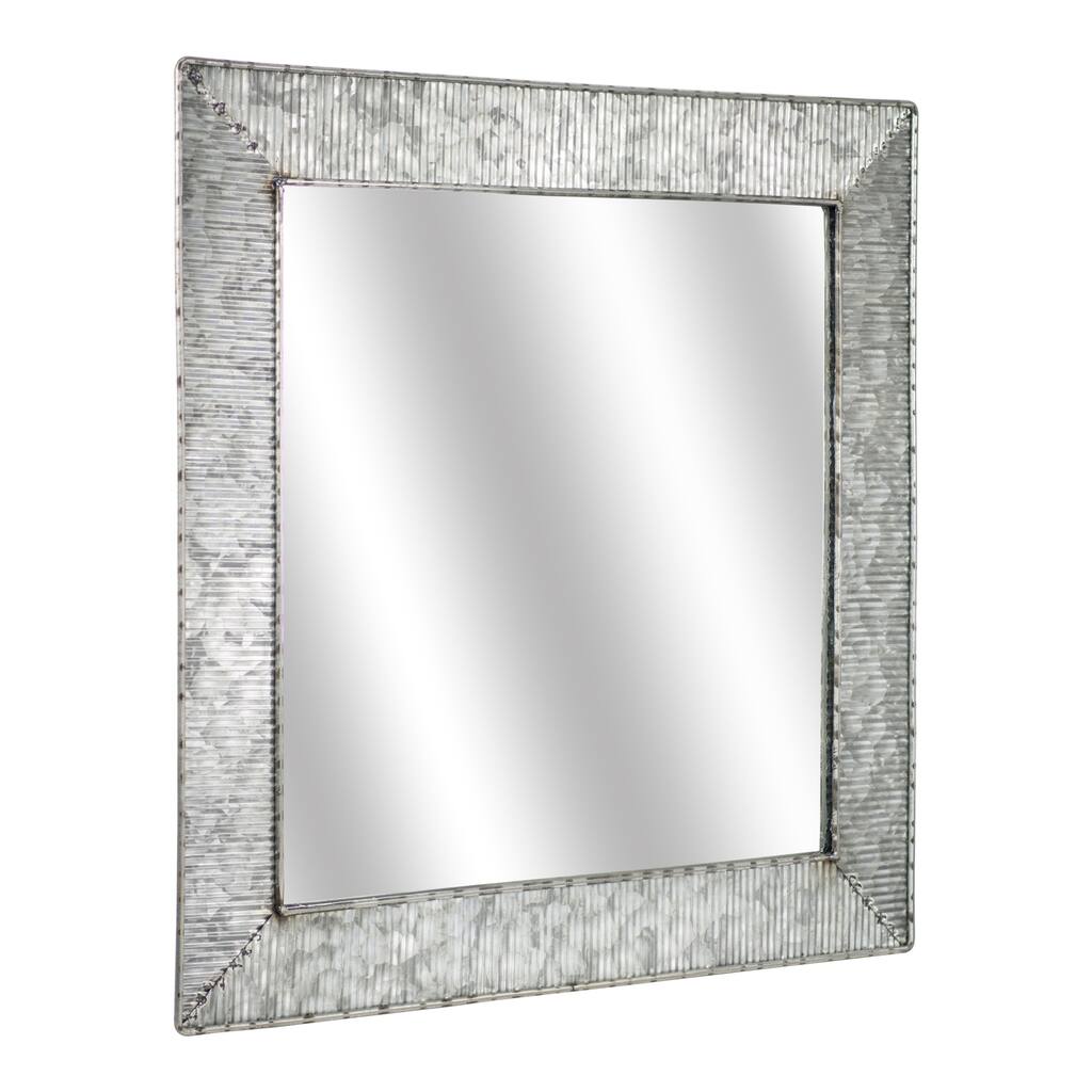 American Art Decor Galvanized Square Metal Mirror 22 - Grey - A