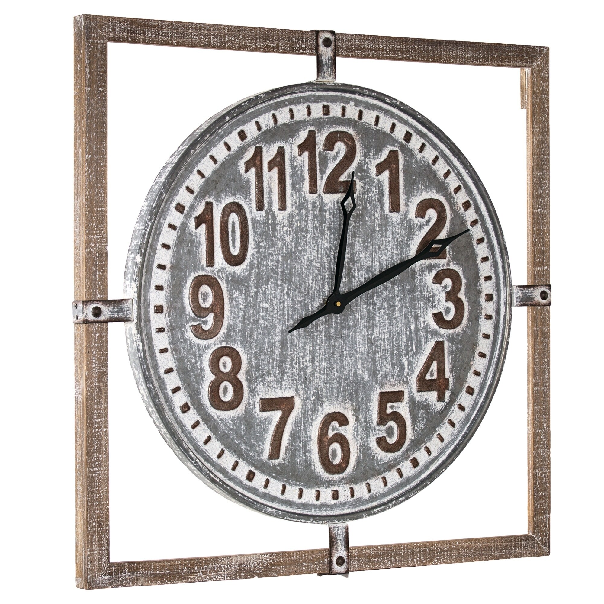 American Art Decor Whitewashed Wood And Metal Farmhouse Clock 27 American Art Decor Whitewashed Wood And Metal Farmhouse Clock 27