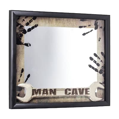American Art Decor Man Cave Printed Framed Mirror - Brown - A