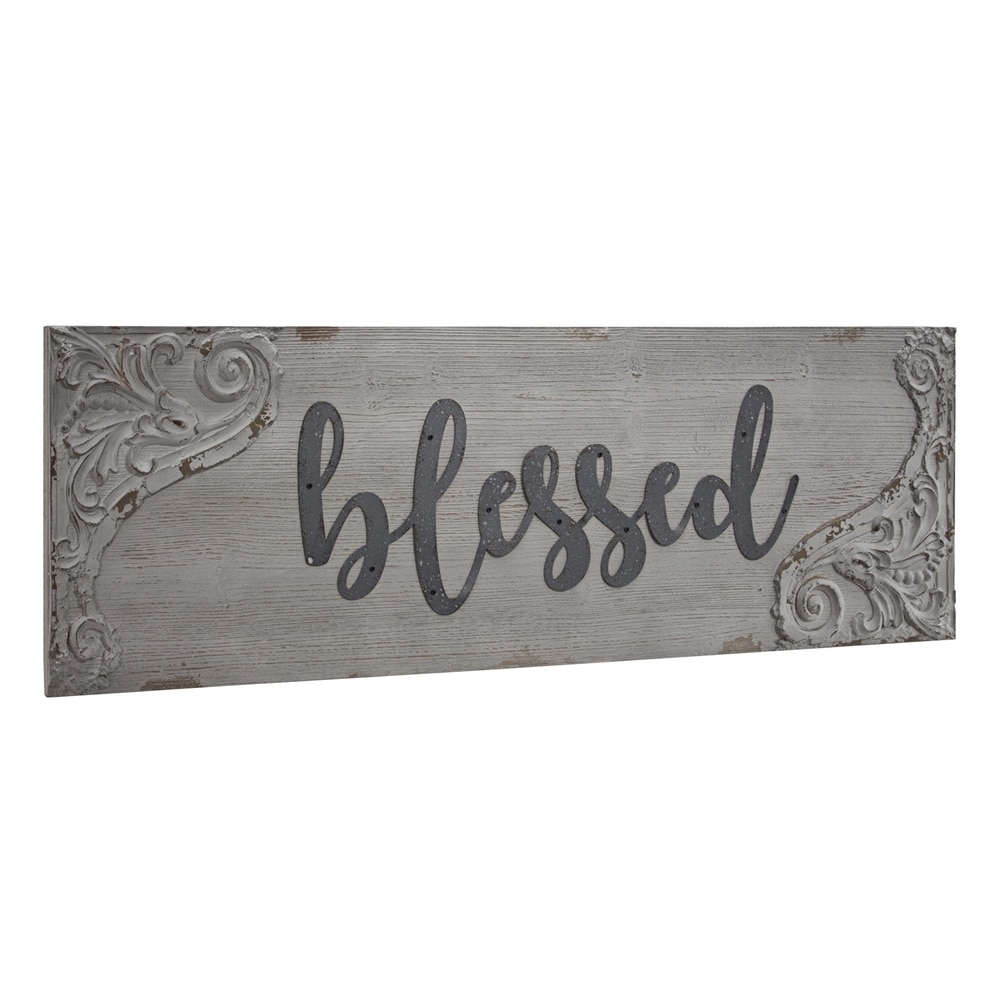 Blessings Sign PHOTO HOLDER Metal Antique Cheese Grater Standing