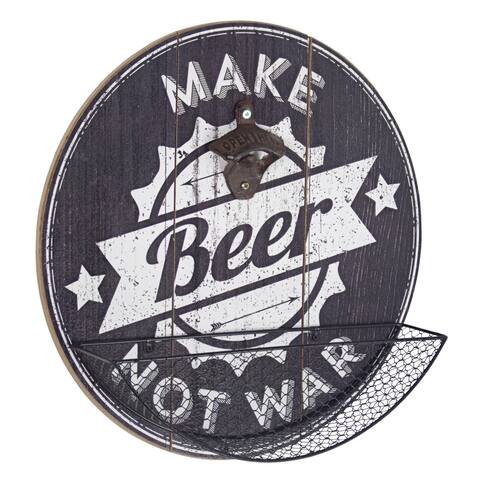 American Art Decor Make Beer Not War Bottle Opener and Cap Catcher