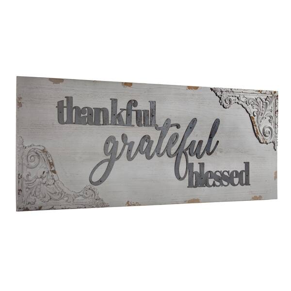 Shop American Art Decor Thankful Grateful Blessed Vintage Wall Decor Sign On Sale Overstock 26051990