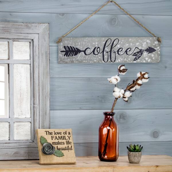 Shop American Art Decor Hanging Metal Coffee Sign With Rope Free