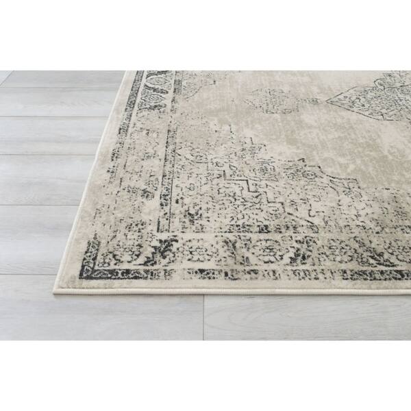 Shop Allstar Rugs Distressed Ivory And Beige Rectangular Accent Area Rug With Black Persian Design 7 6 X 9 8 Overstock 26053458