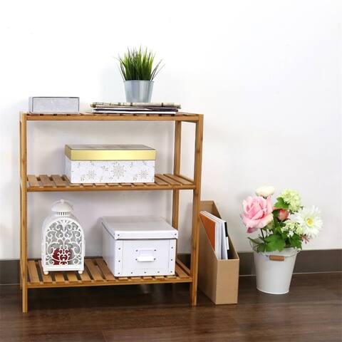 Kinbor 3-Tier Bamboo Bathroom Shelf Plant Flower Stand Tower Rack