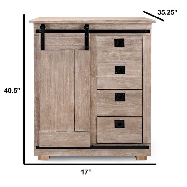 Shop Wooden Cabinet With Sliding Door And Four Drawers Brown And