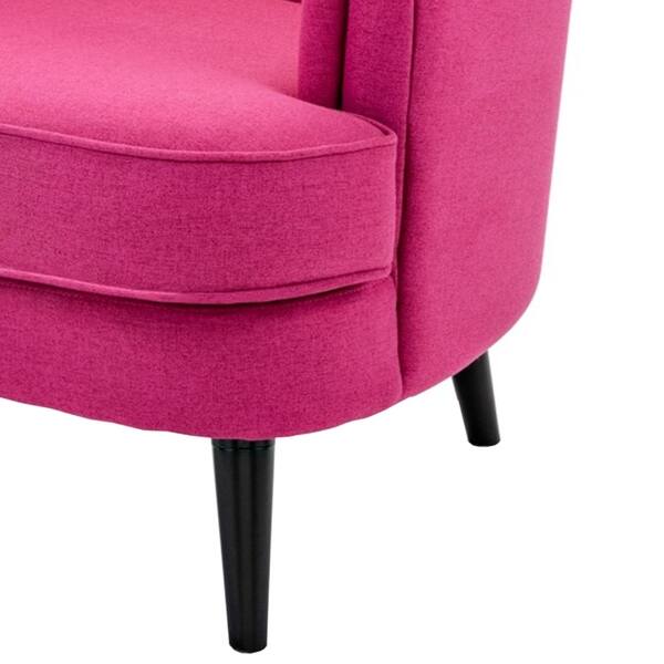 Shop Modern Style Comfortable Club Chair With Wooden Legs Pink