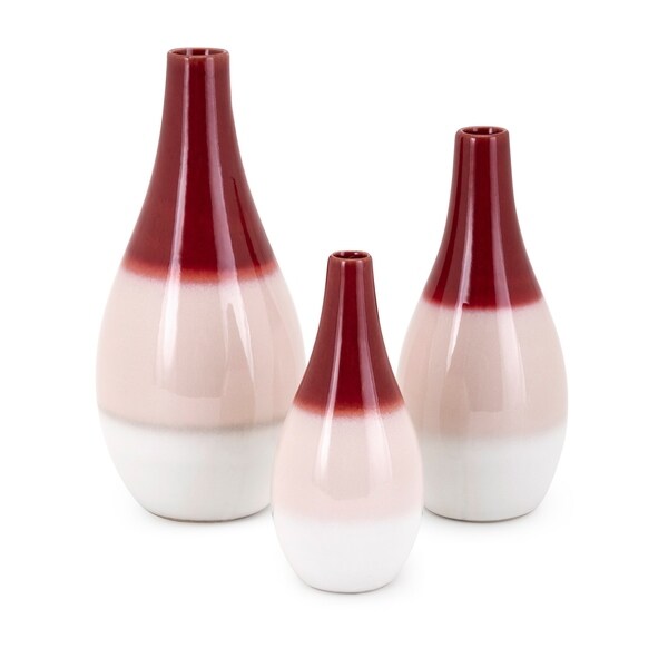 Contemporary Ceramic Vases with Ombre Glaze, Multicolor, Set of 3