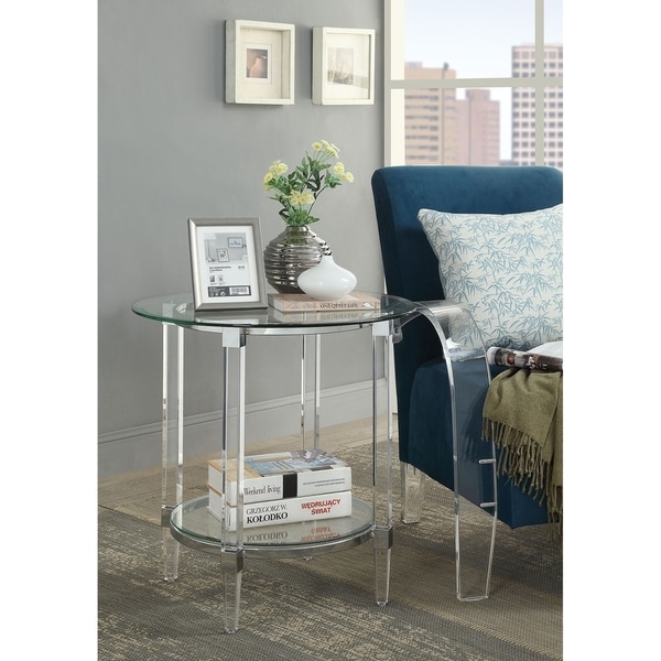 Shop ACME Polyanthus End Table, Clear Acrylic, Chrome & Clear Glass - Free Shipping Today ...