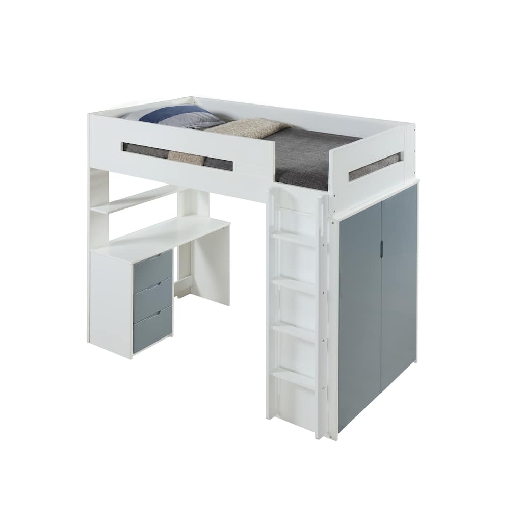 ACME Nerice Loft Bed, White & Gray
