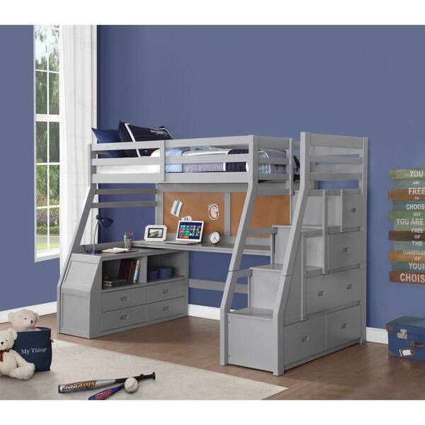 Shop Acme Jason Ii Loft Bed Storage Ladder Gray Size Twin