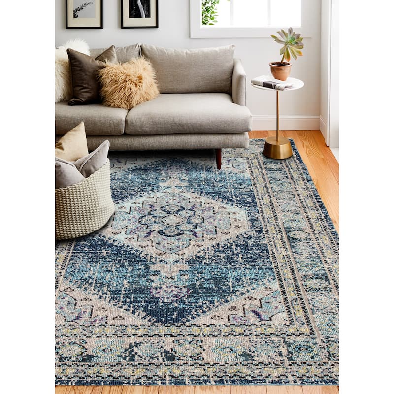 Bashian Eliza Teal Power Loomed Area Rug