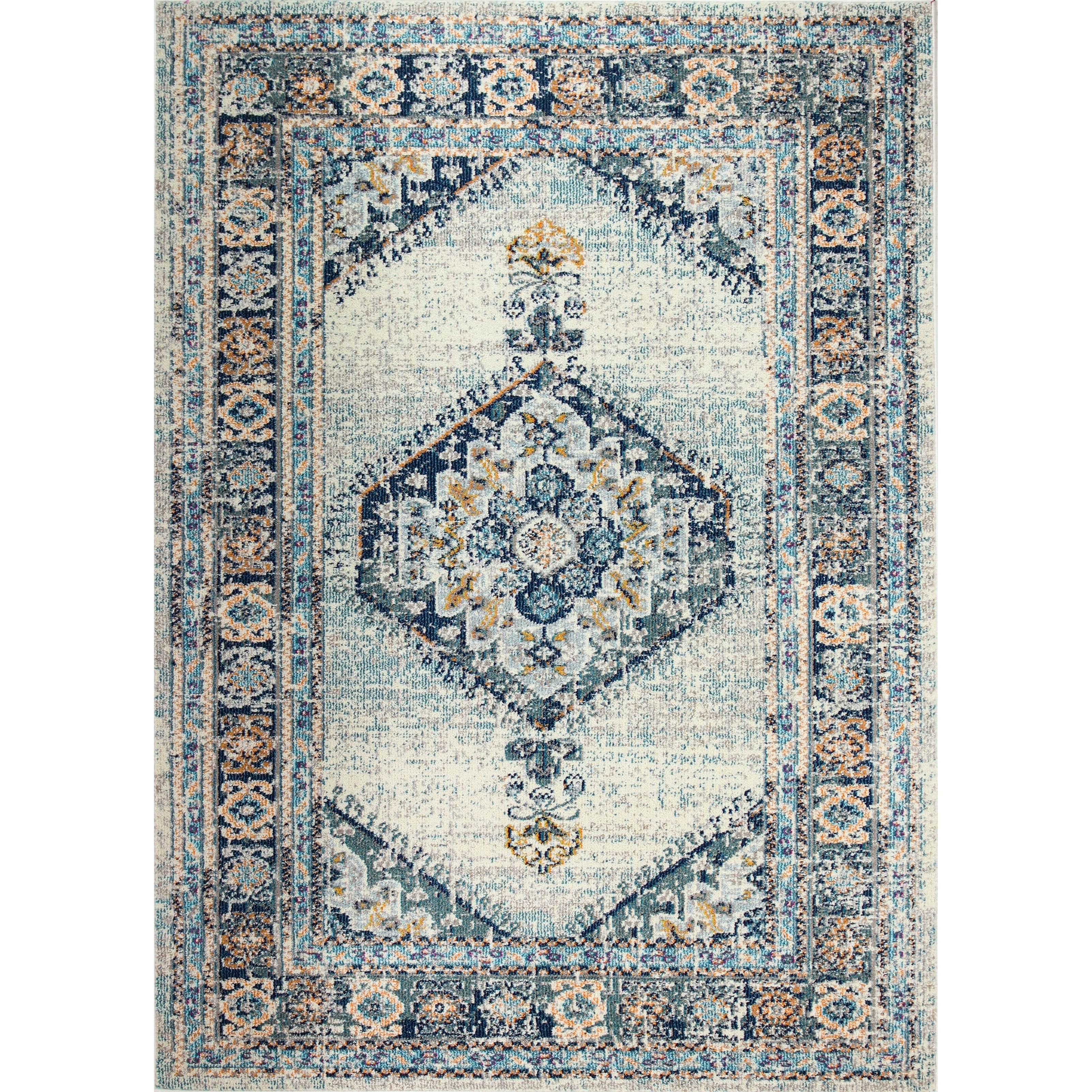 Porch Den Eliza Ivory Blue Power Loomed Area Rug Overstock 26055629