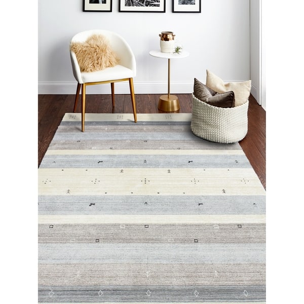 Bashian Collection Hand Tufted Wool & Viscose Area Rug 8' x 8' Grey 