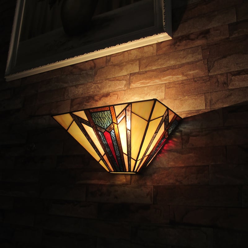 Tiffany Style Mission Design 1-light Textured Black Wall Sconce