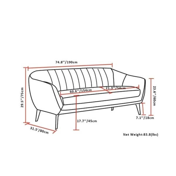 Shop Wyndenhall Rayel Mid Century Modern 75 Inch Wide Sofa In