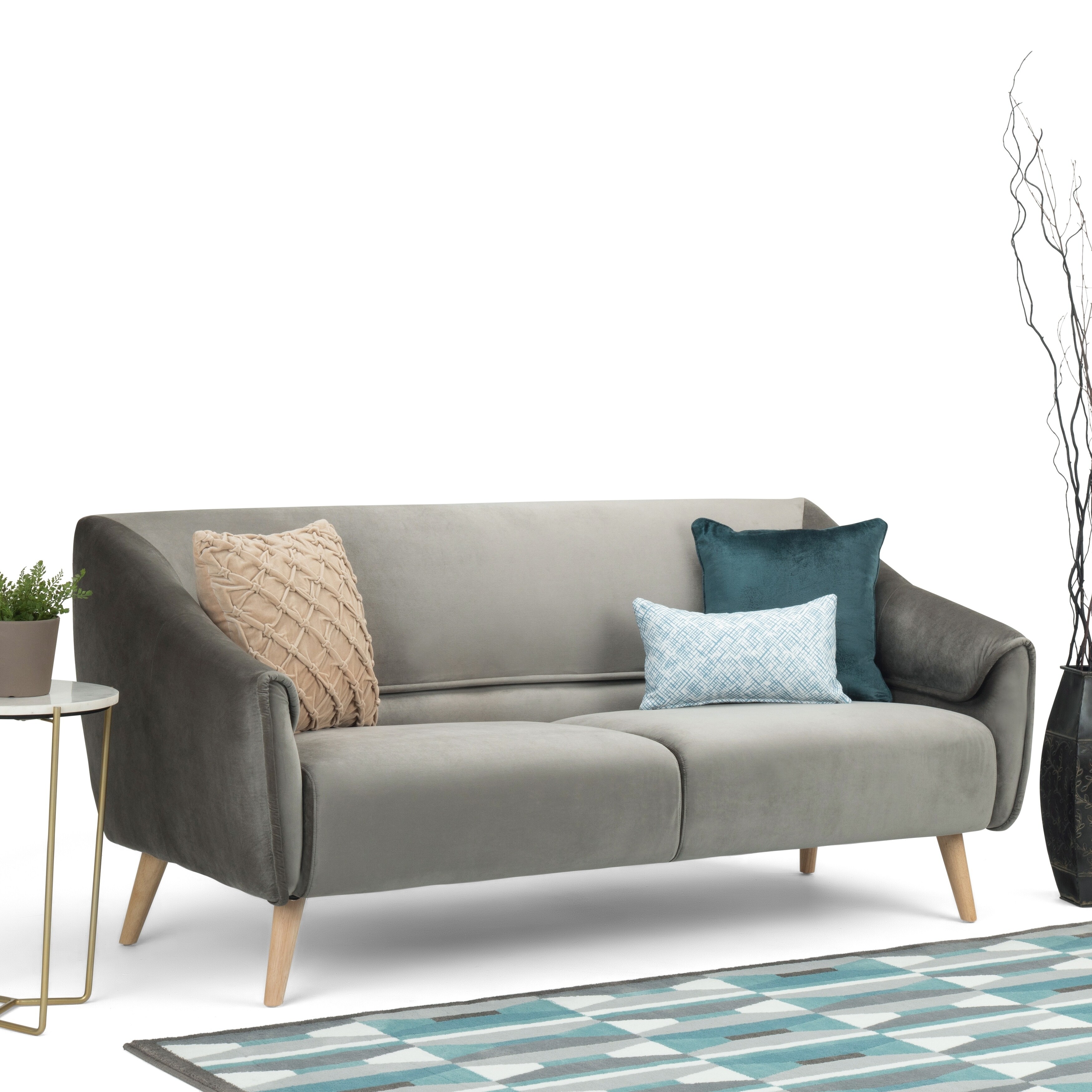 Shop Carson Carrington Kangsta Slate Grey Velvet Sofa 77 W X