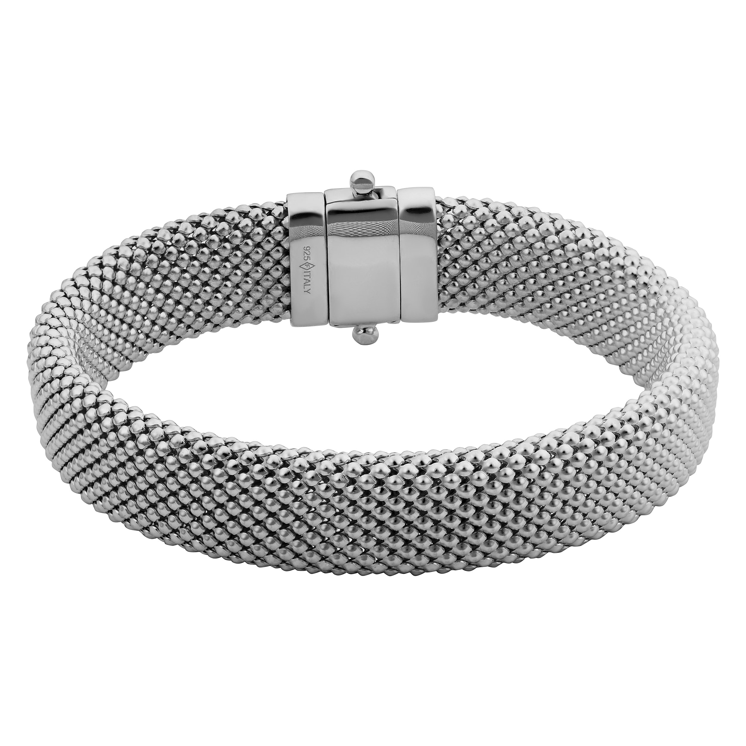 Sterling Silver Rhodium-Plated Open Mesh Bracelet