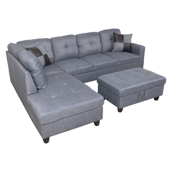 Shop Aycp Furniture L Shape Sectional Sofa With Storage Ottoman