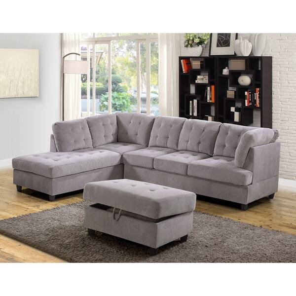 Shop Aycp Furniture Corduroy Sectional Sofa With Storage Ottoman
