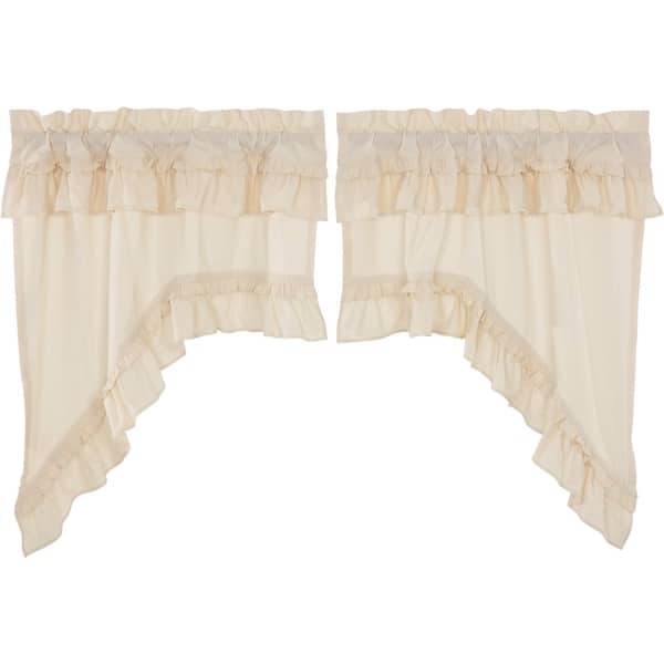 Shop Farmhouse Kitchen Curtains Vhc Muslin Ruffled Swag Pair Rod