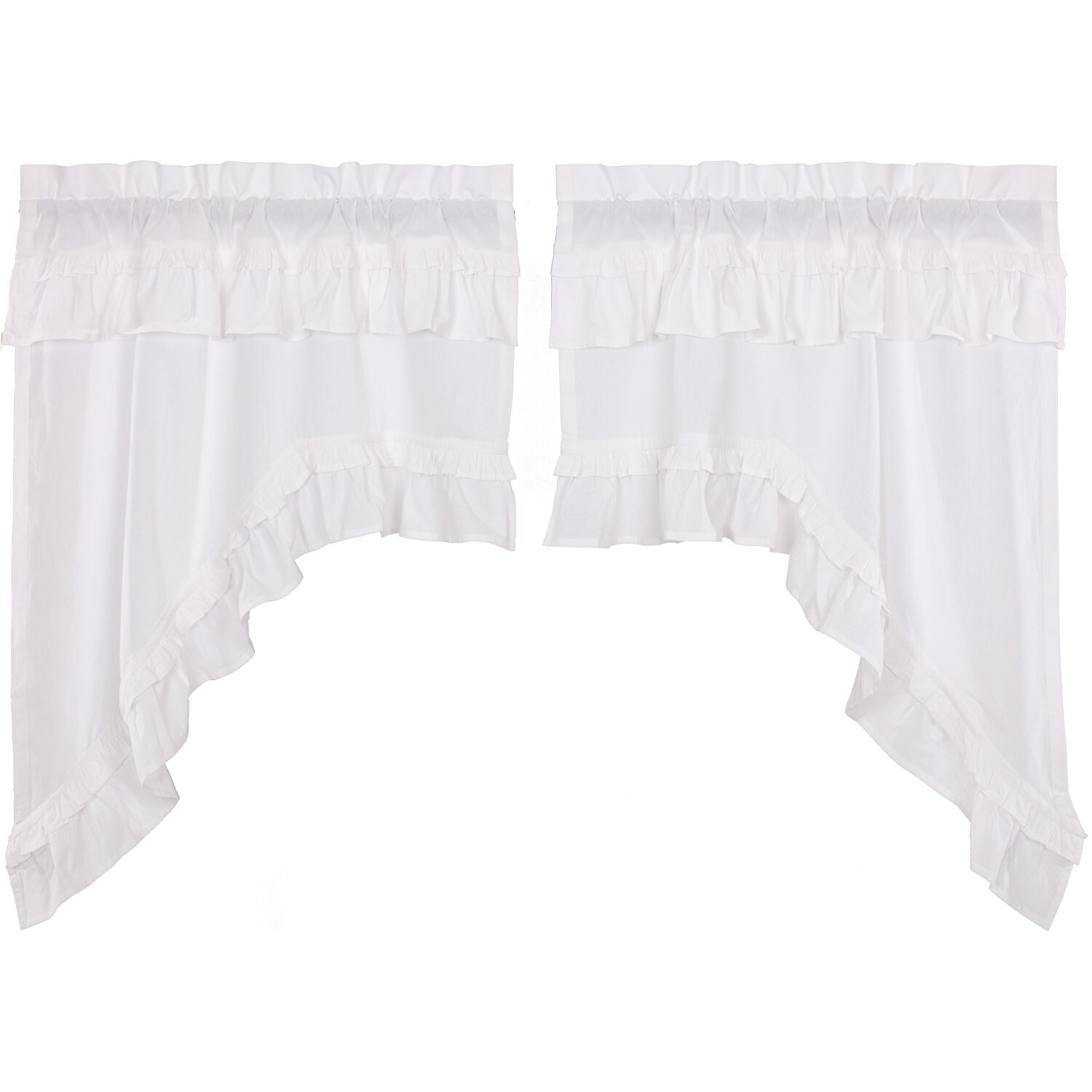 Farmhouse Kitchen Curtains Vhc Muslin Ruffled Swag Pair Rod Pocket Cotton Solid Color Muslin Swag 36x36x16 Overstock 26057263