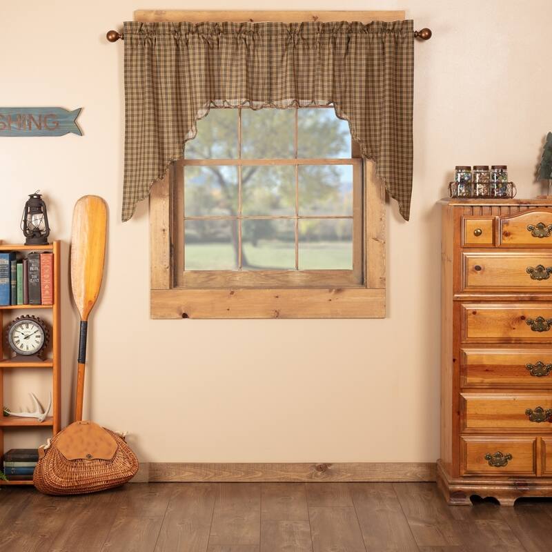 Green Rustic Kitchen Curtains VHC Cedar Ridge Swag - Swag 36x36x16 - Cedar Green - Swag 36x36x16 - 36 Inches