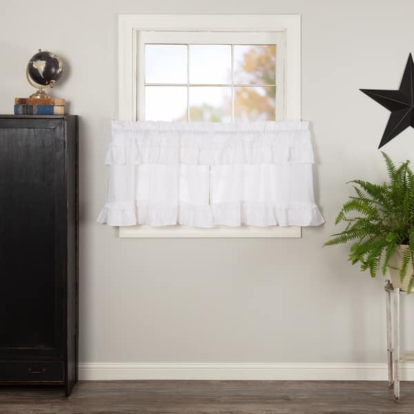 Shop Farmhouse Kitchen Curtains Vhc Muslin Ruffled Tier Pair Rod